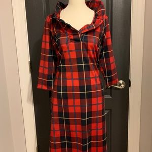 Gretchen Scott Medium Cooper Plaid Ruffle Neck Dress